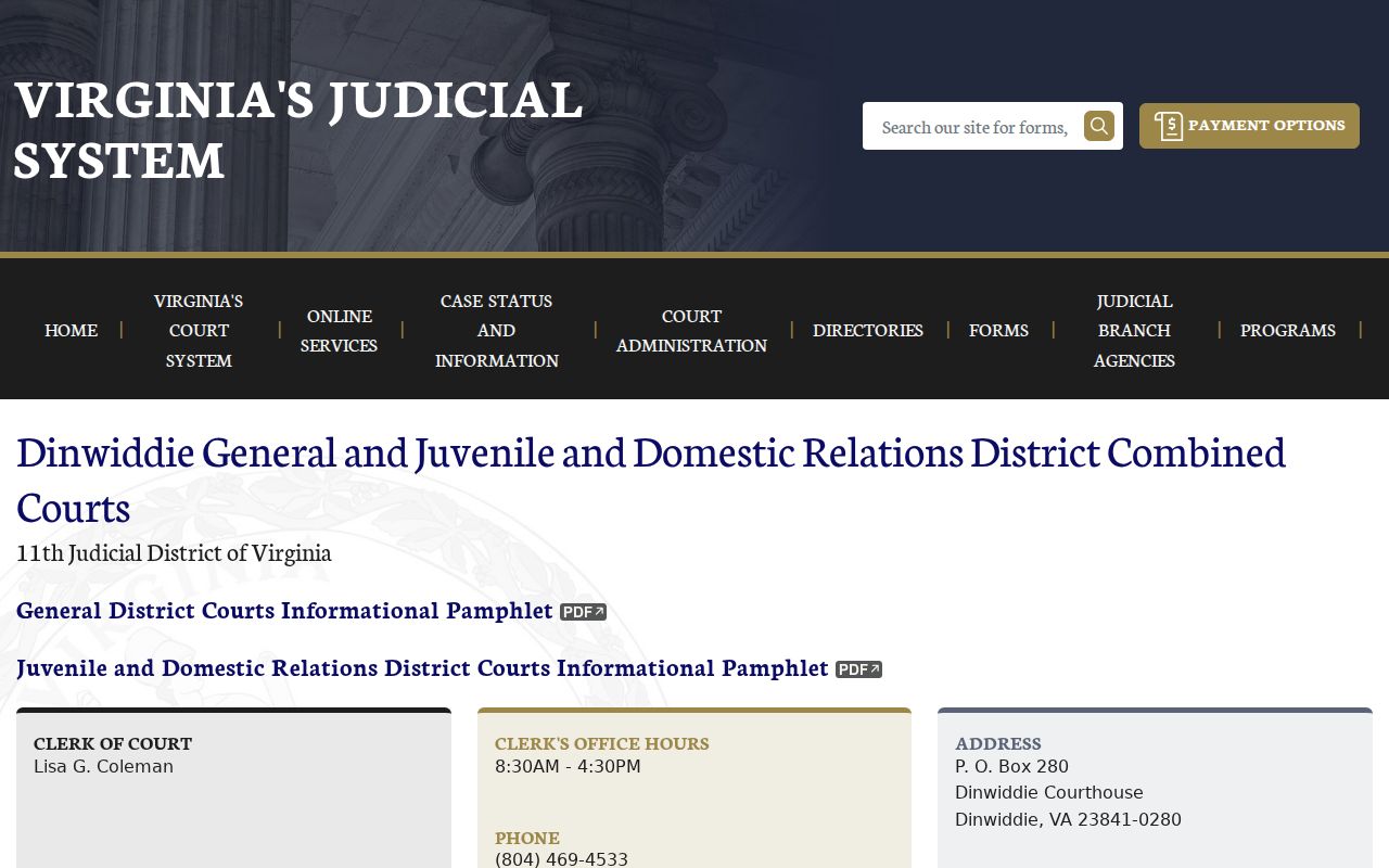 Dinwiddie County bench warrant court routes through the combined court