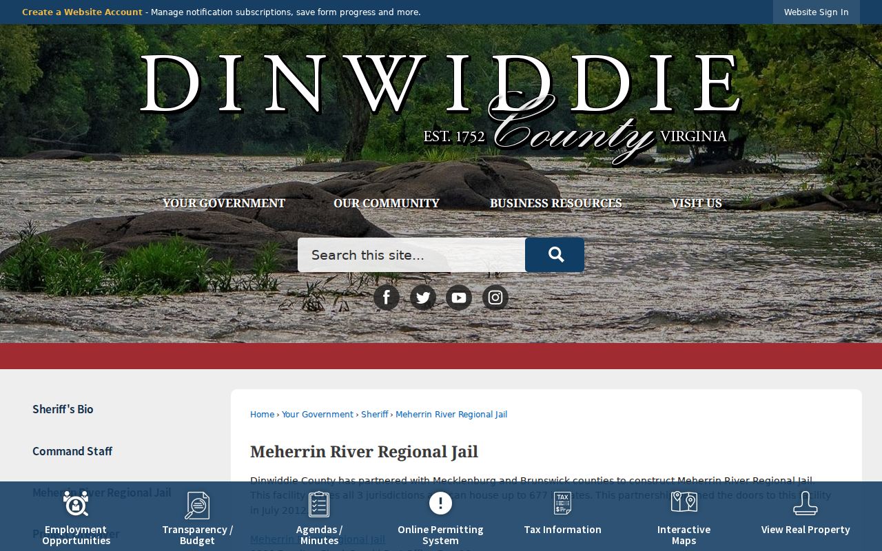 Dinwiddie County municipal court warrant process and regional jail authority
