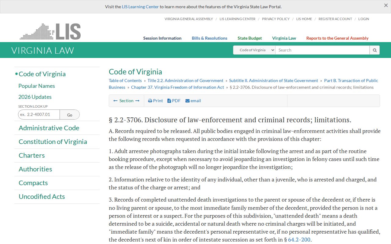 Dinwiddie County warrant records and Virginia law-enforcement disclosure rules