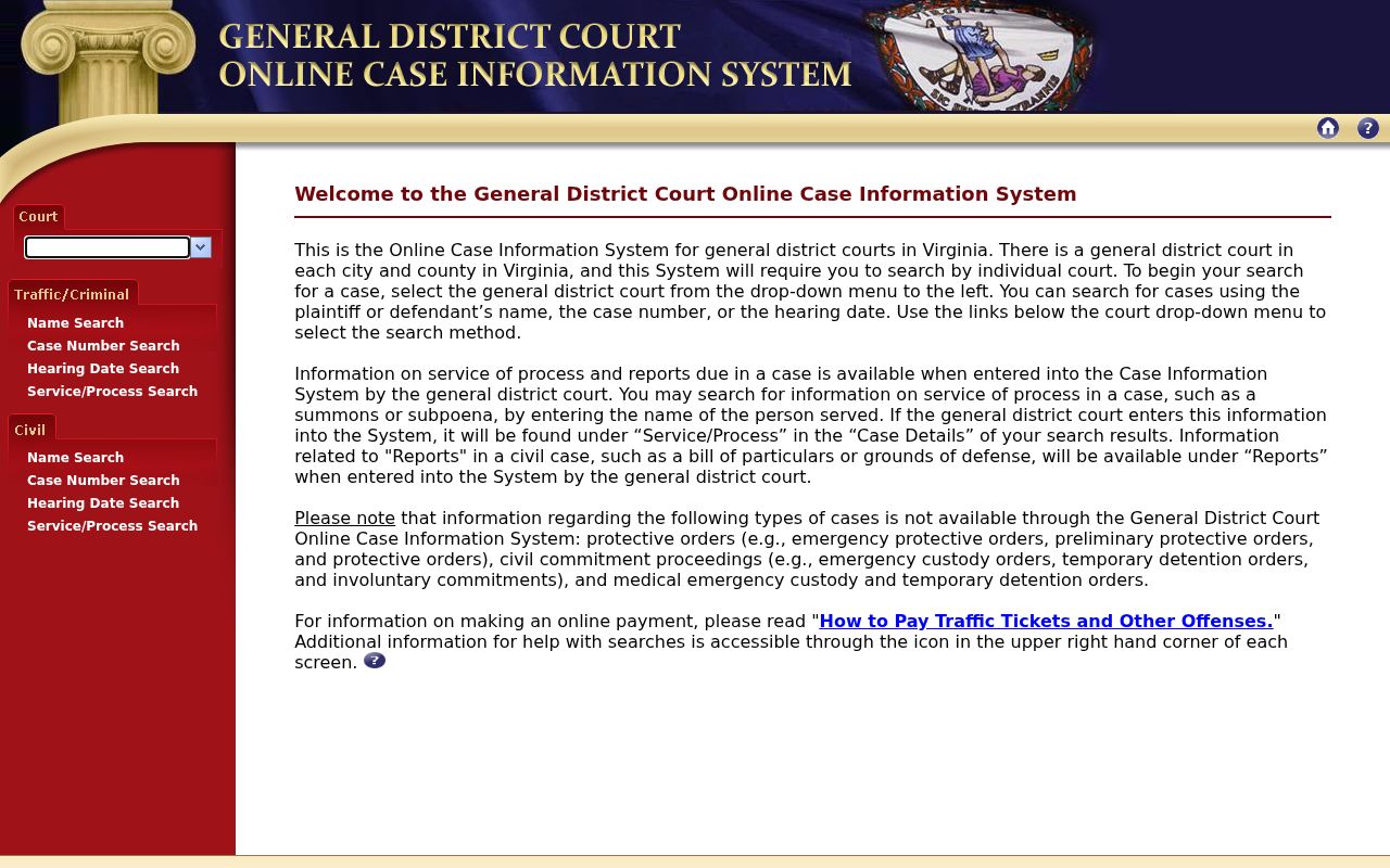 Dinwiddie County traffic warrant lookup in the local General District Court system